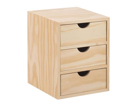 Cajonera 3X1 Minibloc Pino Macizo Natural