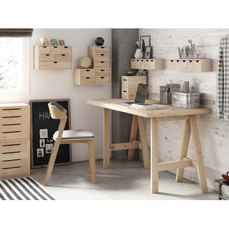 Cajonera 3X1 Minibloc Pino Macizo Natural