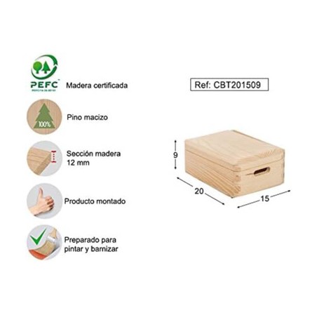 Caja Con Tapa Pino Macizo Natural