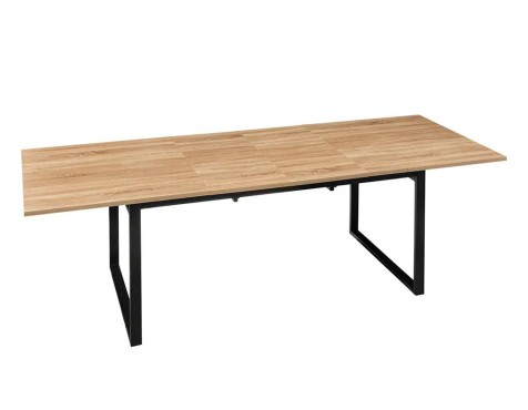 Mesa Extensible Aliaj Mdf Roble Claro Metal Negro