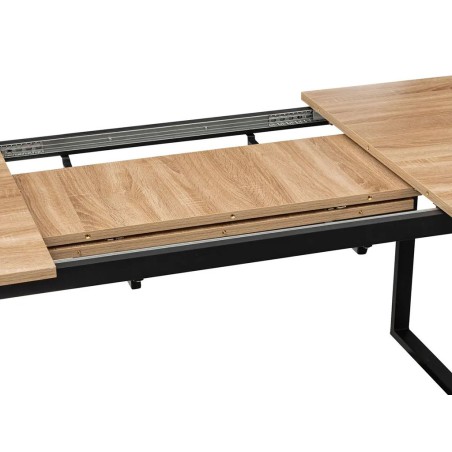 Mesa Extensible Aliaj Mdf Roble Claro Metal Negro