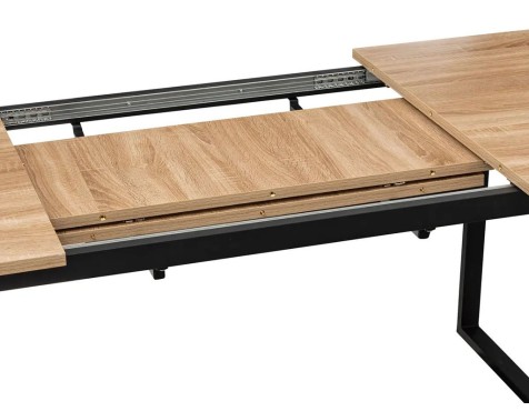Mesa Extensible Aliaj Mdf Roble Claro Metal Negro