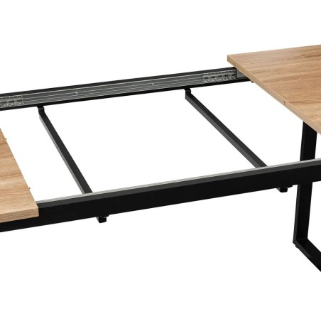 Mesa Extensible Aliaj Mdf Roble Claro Metal Negro