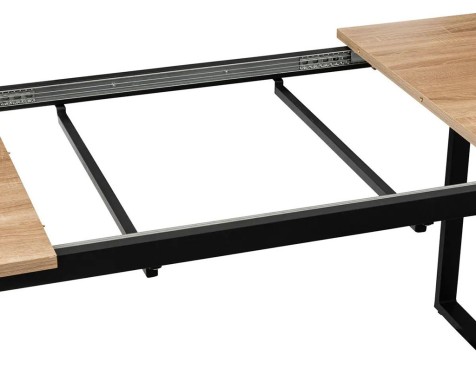Mesa Extensible Aliaj Mdf Roble Claro Metal Negro