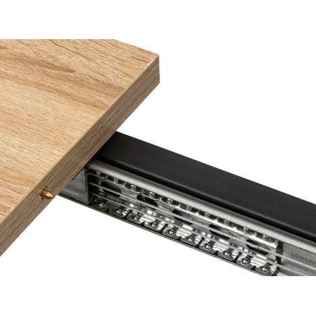 Mesa Extensible Aliaj Mdf Roble Claro Metal Negro