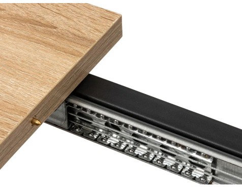 Mesa Extensible Aliaj Mdf Roble Claro Metal Negro