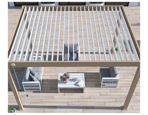 Pérgola Bioclimática 3X4 Madera/Blanca