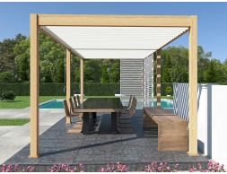 Pèrgola Bioclimàtica 3X6 Fusta/Blanc