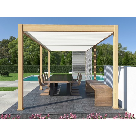 Pèrgola Bioclimàtica 3X6 Fusta/Blanc