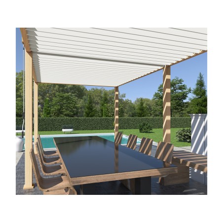 Pérgola Bioclimática 3X6 Madera/Blanca