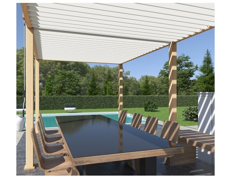 Pérgola Bioclimática 3X6 Madera/Blanca