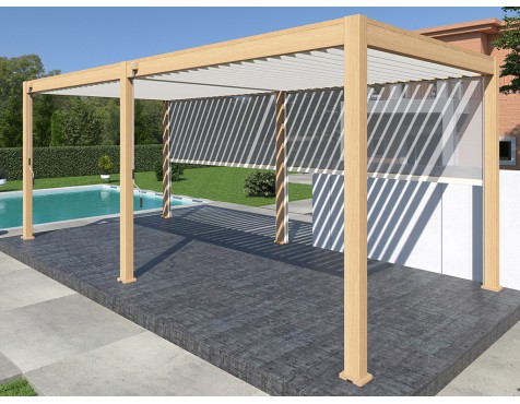 Pérgola Bioclimática 3X6 Madera/Blanca