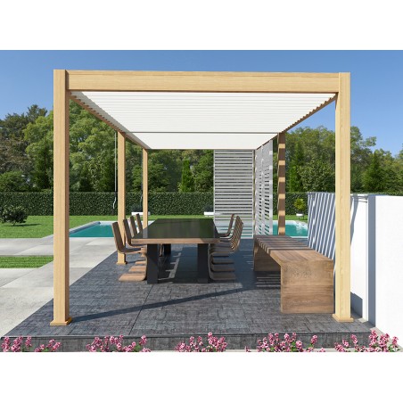 Pérgola Bioclimática 3X6 Madera/Blanca