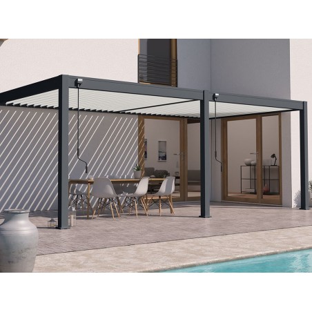 Pérgola Bioclimática Adosada 3X6 Antracita/Blanca