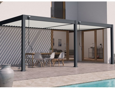 Pérgola Bioclimática Adosada 3X6 Antracita/Blanca