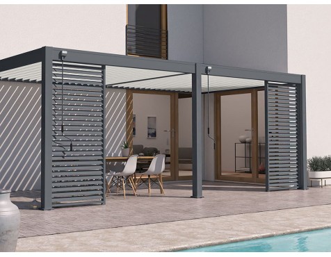 Pérgola Bioclimática Adosada 3X6 Antracita/Blanca