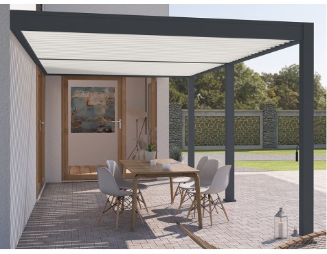 Pérgola Bioclimática Adosada 3X6 Antracita/Blanca