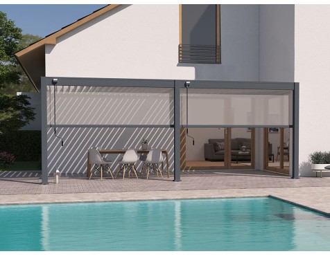Pérgola Bioclimática Adosada 3X6 Antracita/Blanca