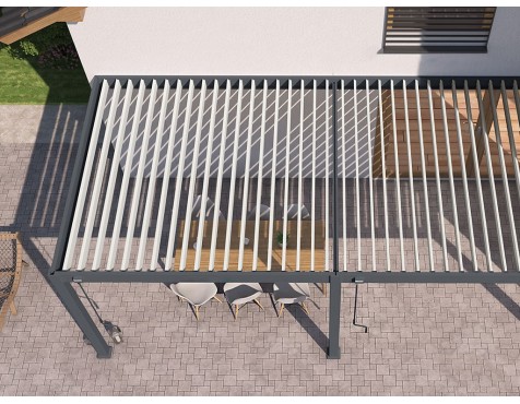 Pérgola Bioclimática Adosada 3X6 Antracita/Blanca