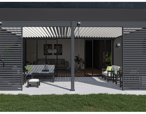 Pérgola Bioclimática Adosada 4X6 Antracita/Blanca