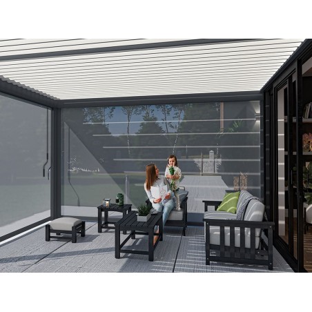Pérgola Bioclimática Adosada 4X6 Antracita/Blanca
