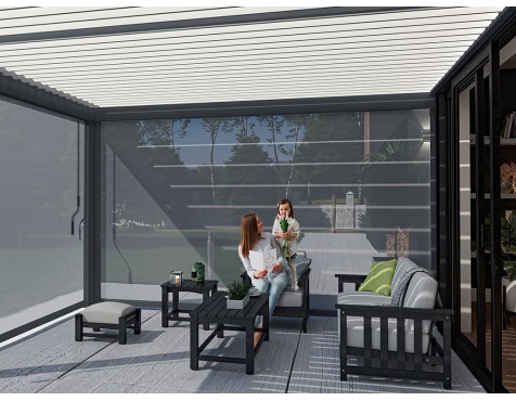 Pérgola Bioclimática Adosada 4X6 Antracita/Blanca