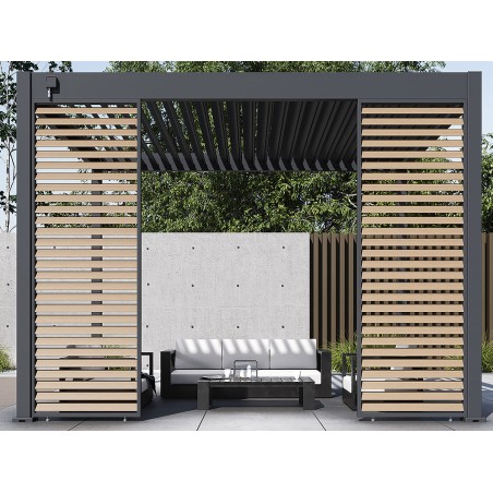 Panel Lamas Horizontales Antracita/Madera Lat 3mt