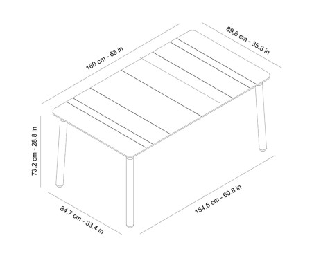 Taula Jardí Rectangular Salt Groc Foc