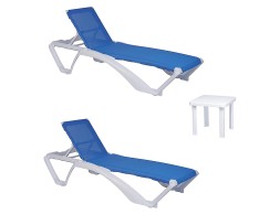 Set 2 Tumbonas Ice Blancaoazul + Mesa