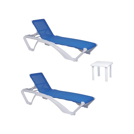 Set 2 Tumbonas Ice Blancaoazul + Mesa