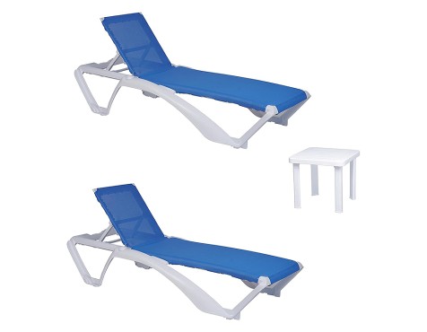 Set 2 Tumbonas Ice Blancaoazul + Mesa
