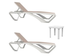 Set 2 Tumbonas Sky Blanco/Beige + Mesa