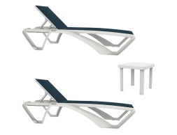 Set 2 Tumbonas Sky Blanco/Blue Jeans + Mesa