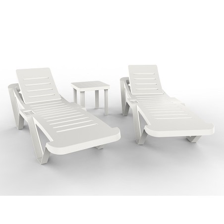Set 2 Tumbonas Summer + Mesa Blanca