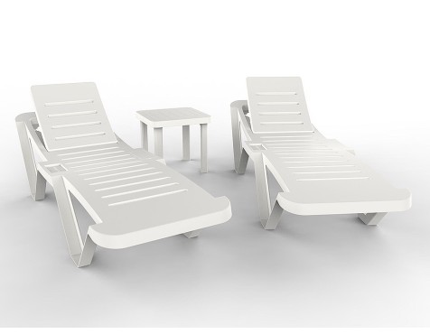 Set 2 Tumbonas Summer + Mesa Blanca