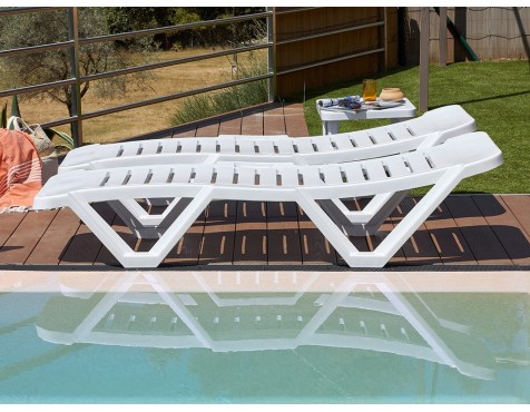 Set 2 Tumbonas Summer + Mesa Blanca