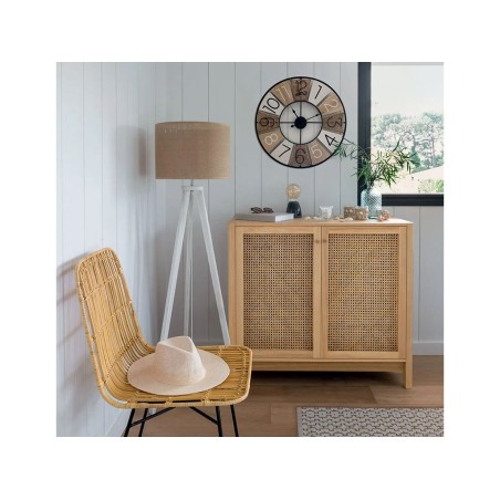 Lámpara De Pie Elva Madera Natural Y Beige
