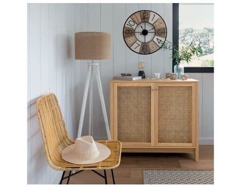 Lámpara De Pie Elva Madera Natural Y Beige