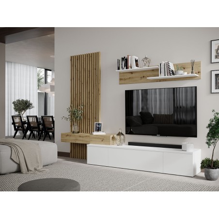 Mueble Salón Rebeca Plus Roble Cambrian Blanco