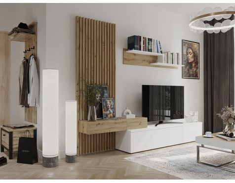 Mueble Salón Rebeca Plus Roble Cambrian Blanco