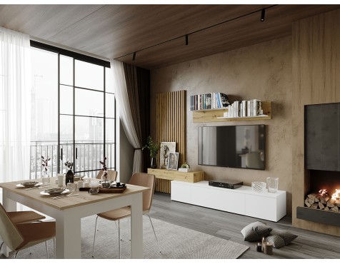 Mueble Salón Rebeca Plus Roble Cambrian Blanco