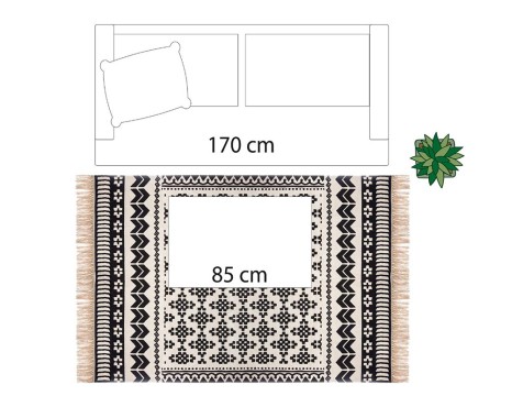 Alfombra Delhi Algodón Crema Y Negro