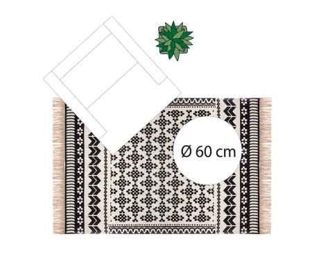 Alfombra Delhi Algodón Crema Y Negro