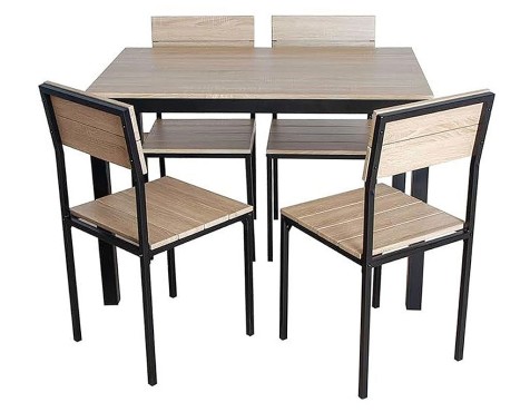 Conjunto Mesa Y 4 Sillas Xobe Negro Y Taupé