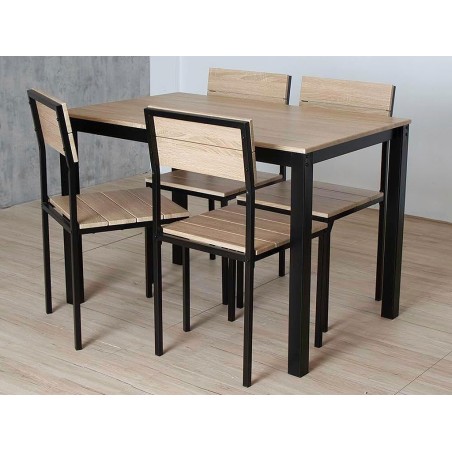 Conjunto Mesa Y 4 Sillas Xobe Negro Y Taupé
