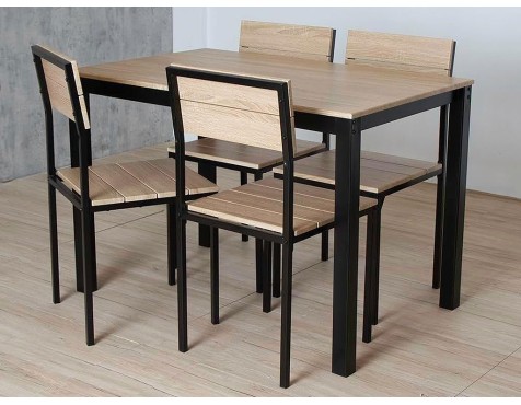 Conjunto Mesa Y 4 Sillas Xobe Negro Y Taupé