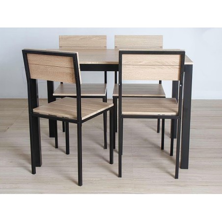 Conjunto Mesa Y 4 Sillas Xobe Negro Y Taupé
