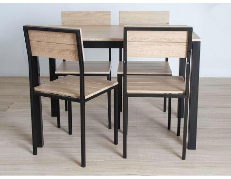 Conjunto Mesa Y 4 Sillas Xobe Negro Y Taupé