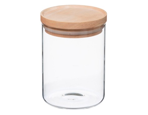 Bote De Cristal Hermético Con Tapa De Madera
