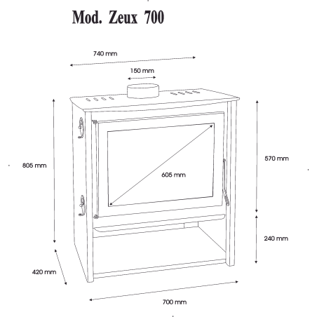 Estufa De Llenya Zeux 700